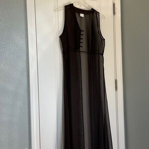 Elegant Chocolate Brown sheer long vest